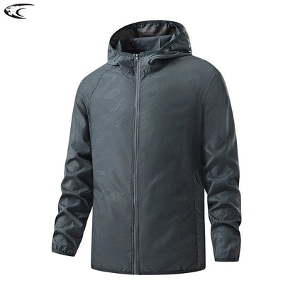 Lightweight hooded windbreaker jacket with zipper