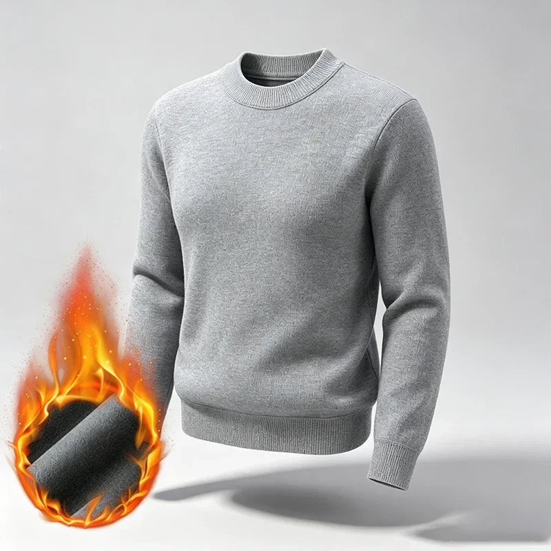 Men's warm turtleneck knit sweater for winter, long sleeves