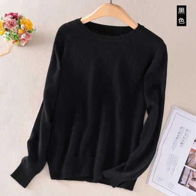 Women's Crew Neck Long-Sleeve Basic Knit Sweater in Many Colors