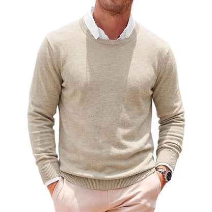 Herren Rundhals Pullover Basic Strickpullover Langarm Feinstrick