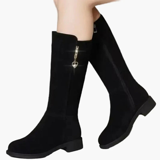 Damen Stiefel mit Herz-Reißverschluss, modisch und vielseitig für Herbst und Winter