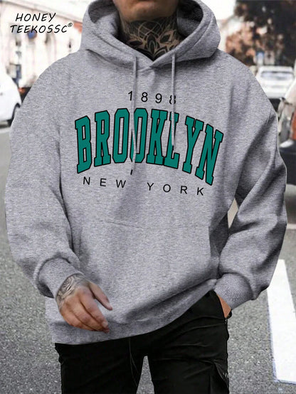 Unisex Kapuzenpullover mit Kordelzug und Schriftzug Aufdruck