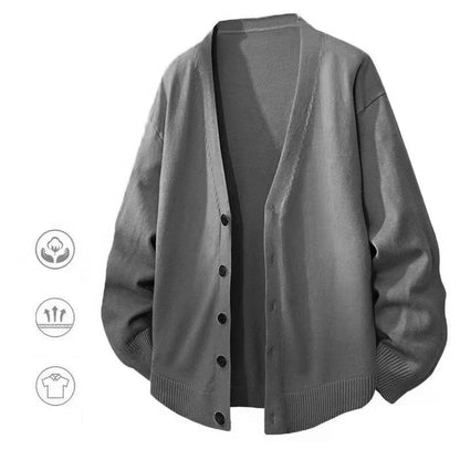 Herren Strickjacke V-Ausschnitt Unifarben Knöpfe