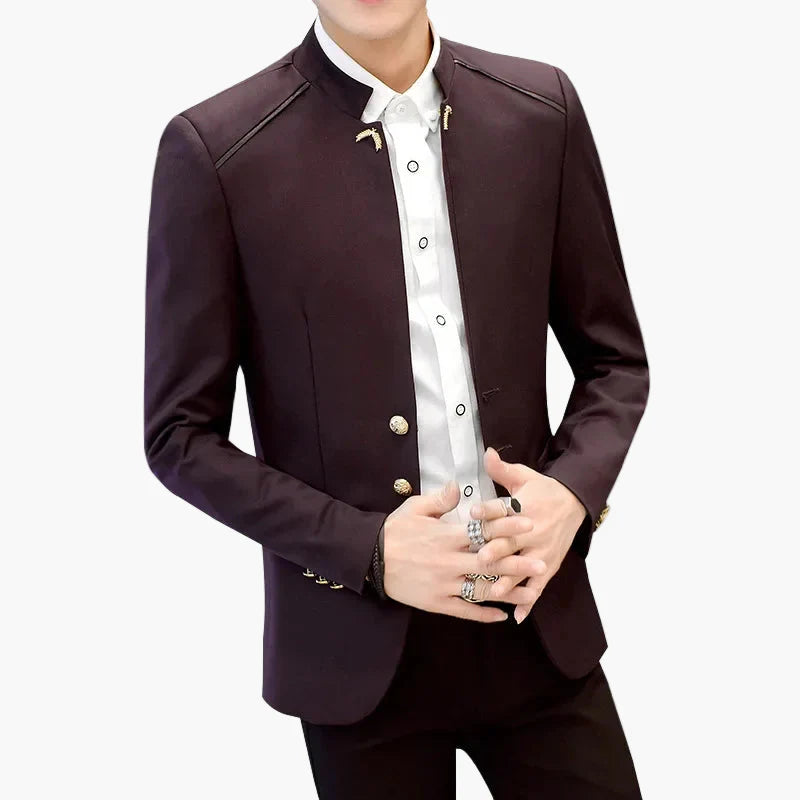 Men's Modern Blazer Jacket with Stand-up Collar – Elegant Casual and Party Look