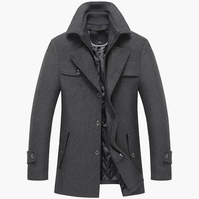 Men's Winter Coat Classic Modern – Elegant Casual and Business Coat with Stand-up Collar