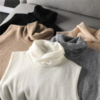 Sleeveless women's turtleneck top made of soft knit fabric