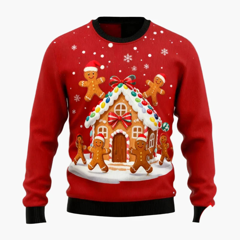Men's Ugly Christmas Sweater – Christmas Pullover with Gingerbread Motif