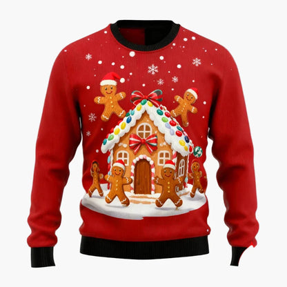 Men's Ugly Christmas Sweater – Christmas Pullover with Gingerbread Motif