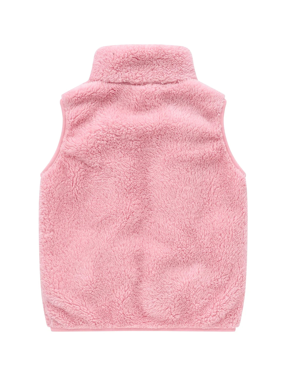 Children's fleece vest with zipper and stand-up collar in light beige