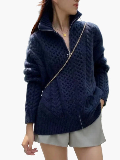 Damen Strickjacke mit Zopfmuster – Lässiger Cardigan für Alltag und Freizeit
