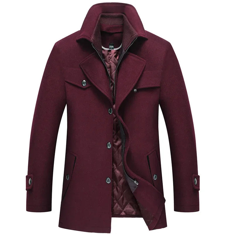 Men's Winter Coat Classic Modern – Elegant Casual and Business Coat with Stand-up Collar