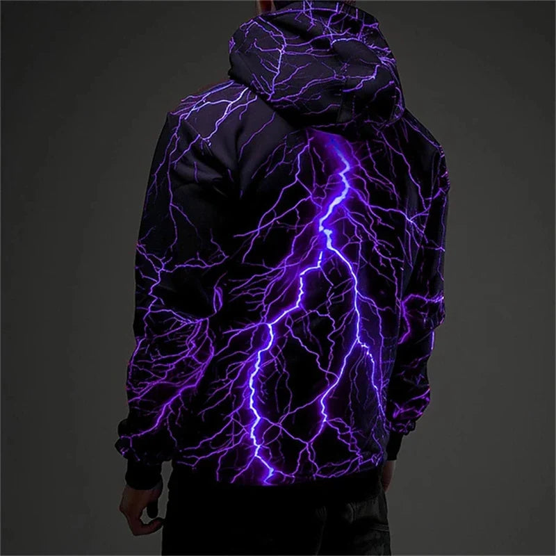 Hoodie mit Blitzmuster Lila Kapuzenpullover Unisex