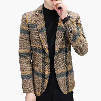 Men's Modern Checked Blazer – Elegant Business & Casual Blazer