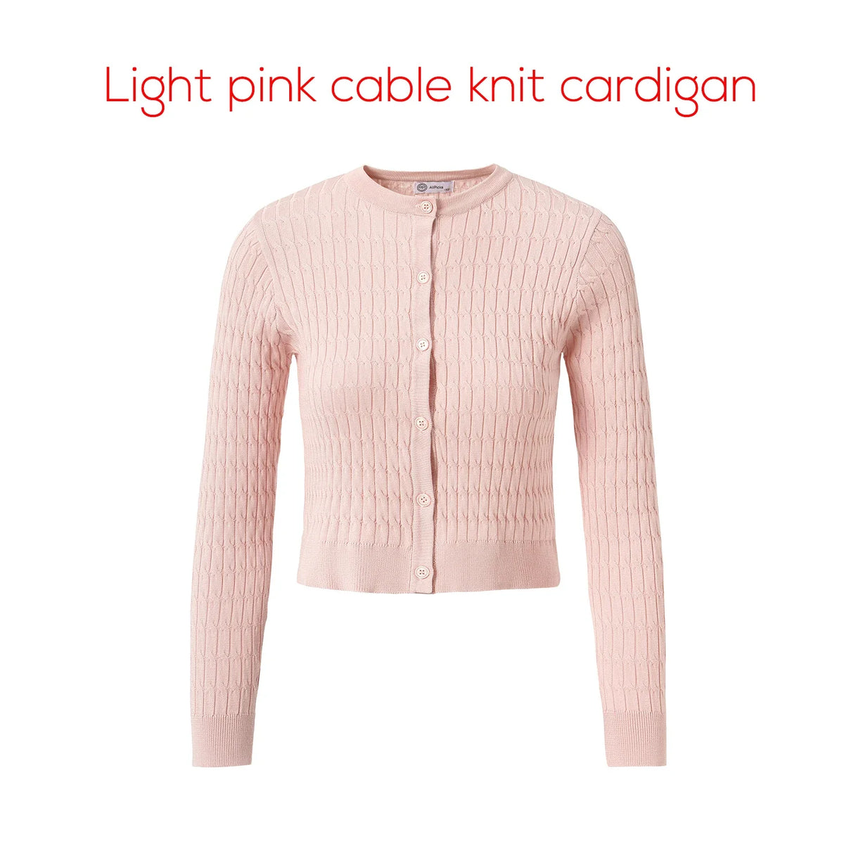 Women's Knit Cardigan, Crew Neck, Fine Knit, Yellow Black Pink Blue