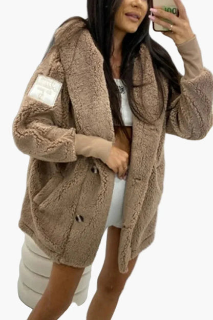 Women's Oversize Fleece Coat with Hood – Cozy Winter Street Style