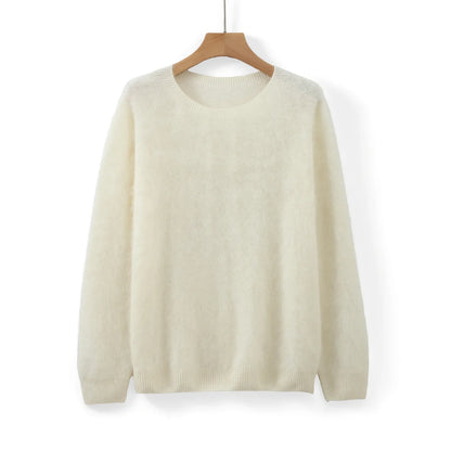 Soft women's crew-neck long-sleeve knit sweater
