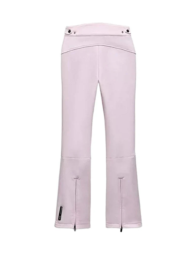 Women's pink ski pants with zippers