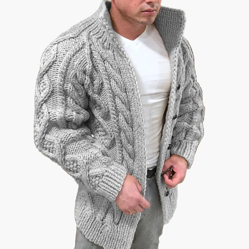 Herren Strickjacke mit Zopfmuster – Modischer Freizeit-Cardigan für Herbst und Winter