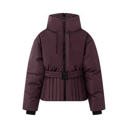 Damen Steppjacke mit Gürtel & hohem Kragen – Winterjacke