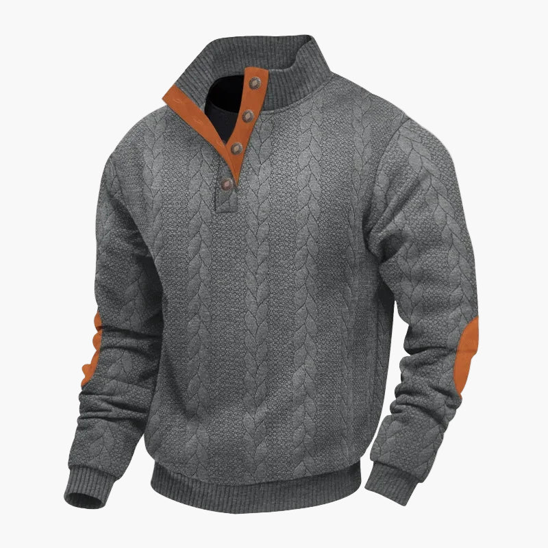 Men's sweater with cable pattern and stand-up collar – fashionable casual knit sweater for autumn and winter