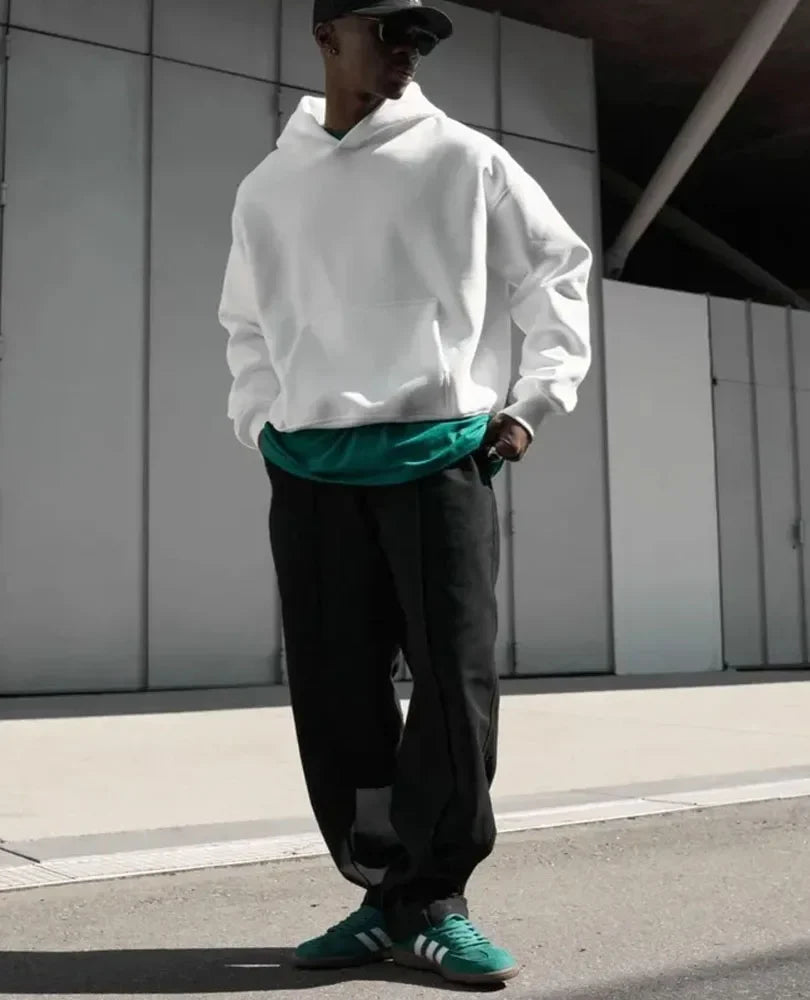 Men's Oversized Hoodie with Kangaroo Pocket, Solid Color