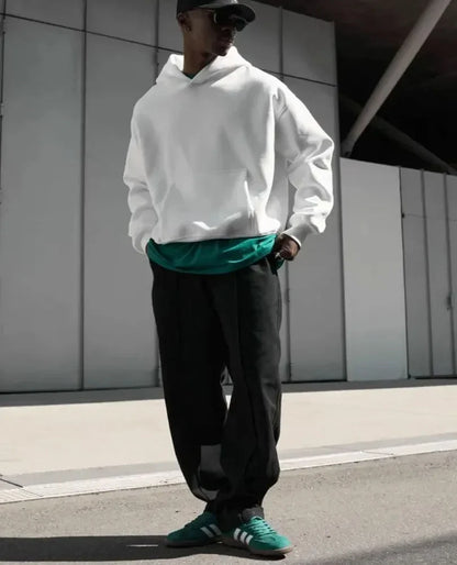 Men's Oversized Hoodie with Kangaroo Pocket, Solid Color