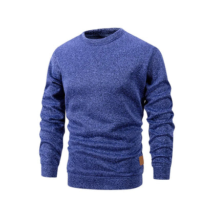 Men's crew-neck sweater melange knit look long-sleeve basic shirt