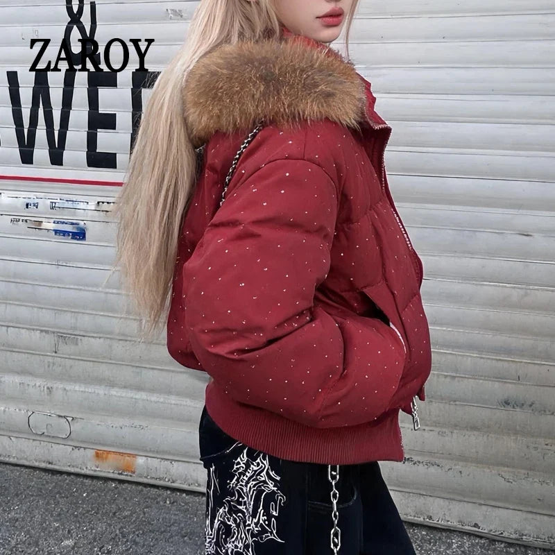 Women's padded quilted jacket with hood