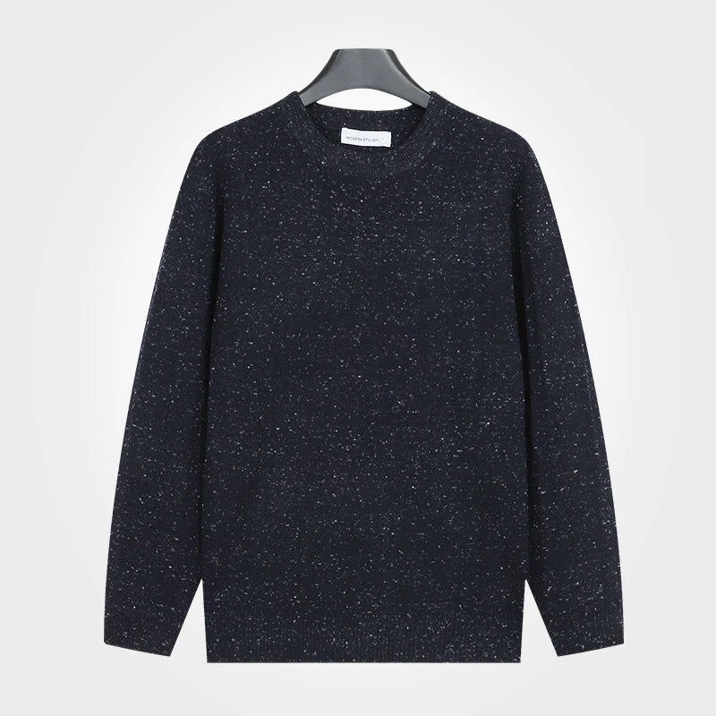 Men's crew-neck sweater with a marled effect, long sleeves