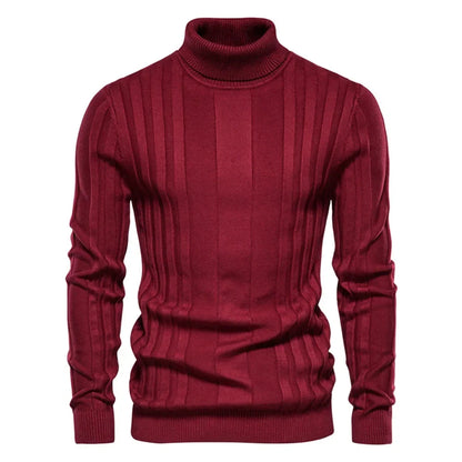 Men's rib-knit turtleneck sweater, long sleeve