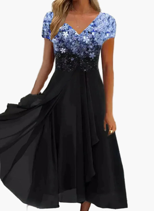 Damen Abendkleid Elegant mit Blumenmuster – Perfekt für festliche Anlässe und Gala
