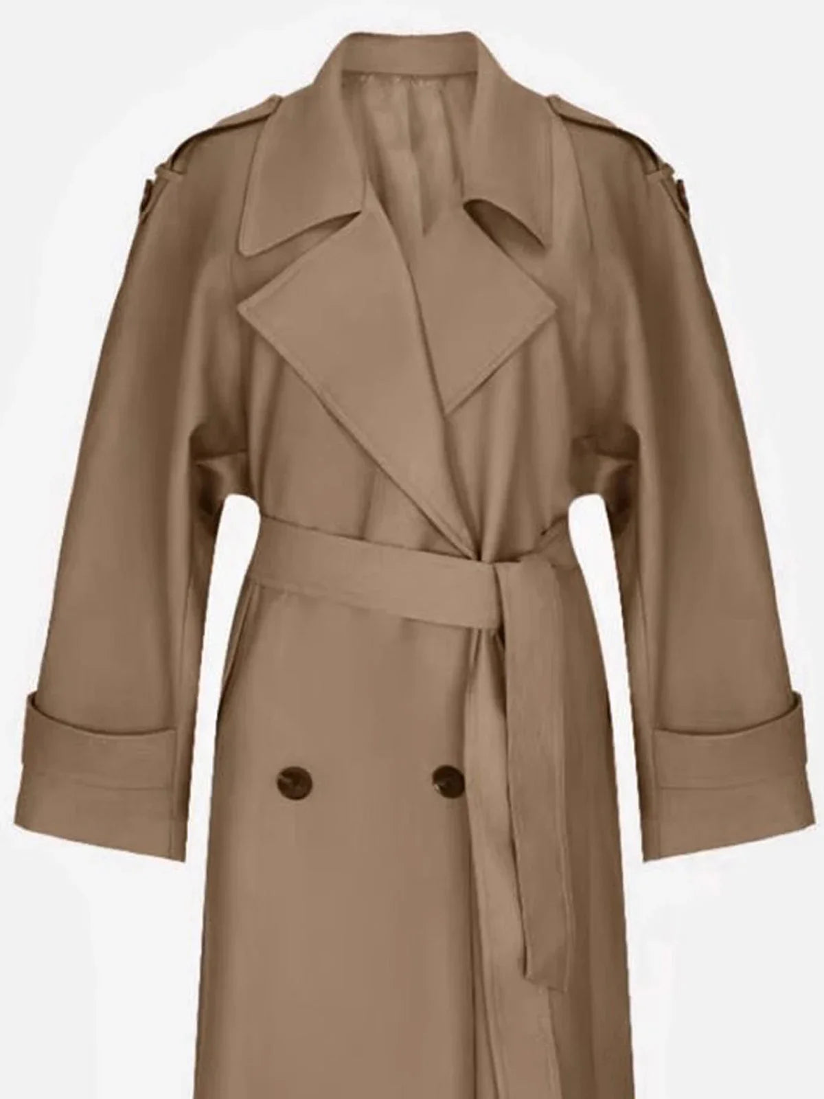 Trenchcoat Damen Lang Elegant Zweireihig mit Gürtel