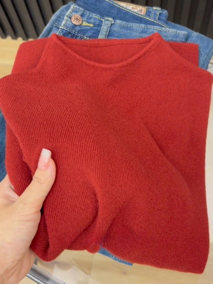 Damen Rollkragenpullover Langarm Feinstrick Weiß