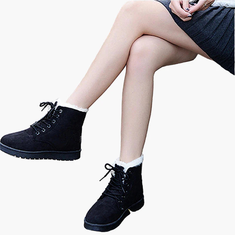 Women's Winter Ankle Boots Cozy Warm with Laces – Outdoor & Everyday Use