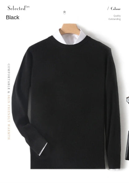 Men's Crew-Neck Sweater, Long-Sleeve, Made of Soft Material
