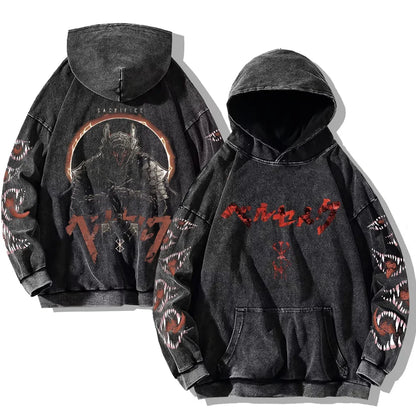 Oversized washed unisex hoodie with graphic print