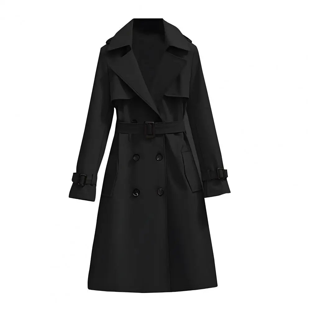 Eleganter Damen Trenchcoat mit Gürtel und Doppelreiher, langer Mantel für Übergang