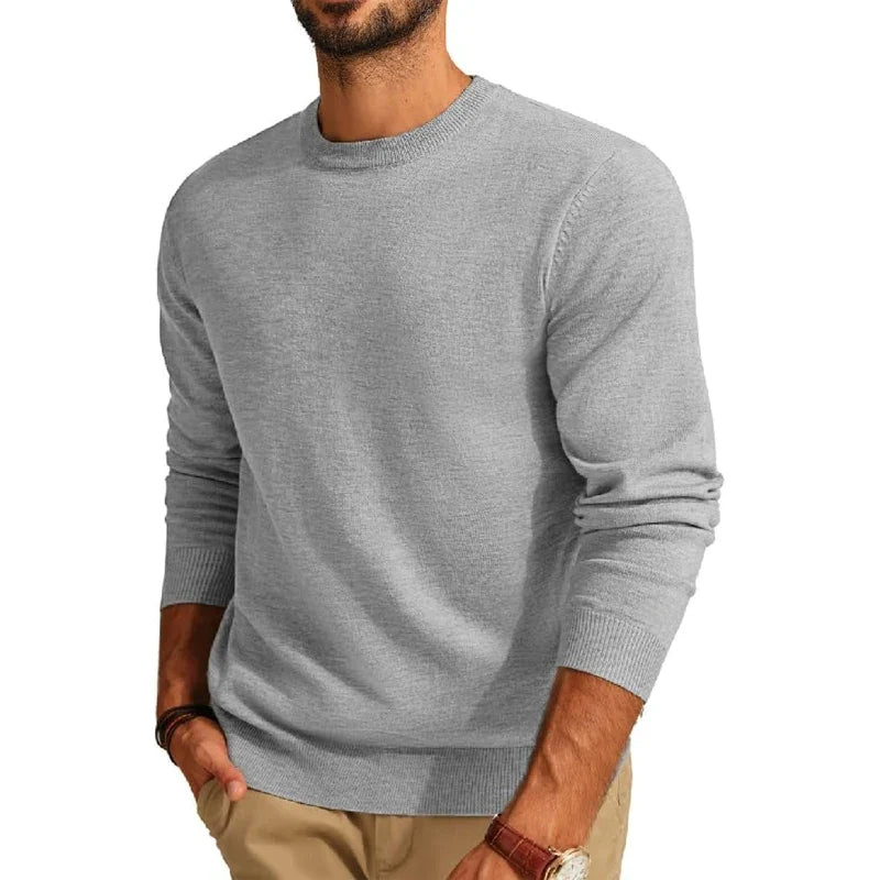 Men's crew-neck long-sleeve basic knit pullover