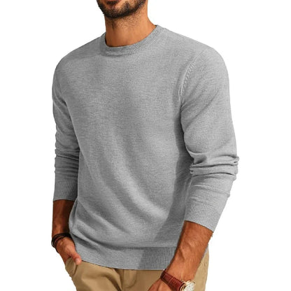 Men's crew-neck long-sleeve basic knit pullover
