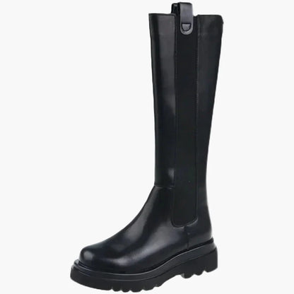Damen Stiefel mit hohem Schaft und Profilsohle – Modische Alltagsschuhe für Herbst und Winter