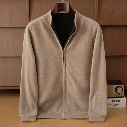 Wende-Strickjacke mit Stehkragen und Reißverschluss