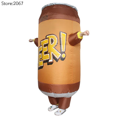 Aufblasbares Kostüm Bierdose Orange Braun Faschingskostüm Party Verkleidung