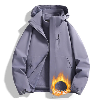 3-in-1 Outdoorjacke mit Kapuze für Herren winddicht wasserabweisend mit Fleece-Innenfutter