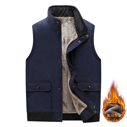 Men's winter vest, lined, V-neck, dark green