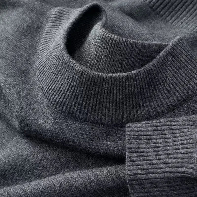 Strickpullover Rundhals Rippbündchen Uni Farbe – Weich & Bequem
