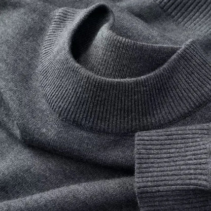 Strickpullover Rundhals Rippbündchen Uni Farbe – Weich & Bequem