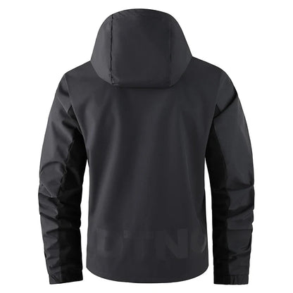 Men's outdoor jacket with hood, multicolored, zip closure