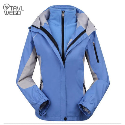 Damen 3-in-1 Funktionsjacke mit Fleece Innenjacke & Kapuze - Outdoor Wanderjacke