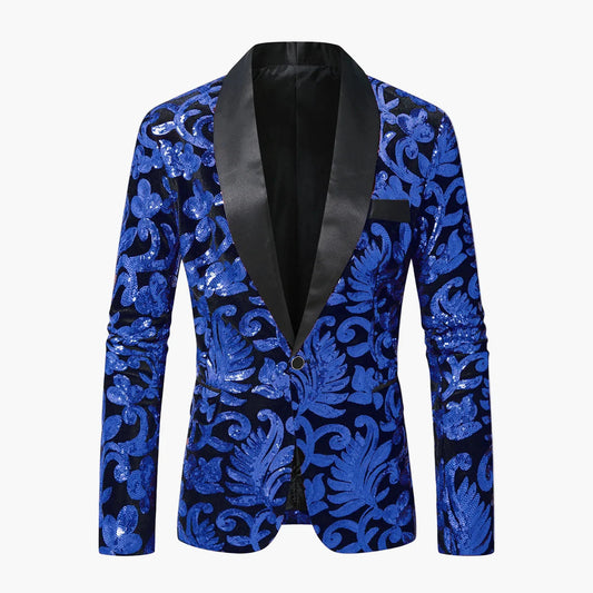 Men's Tuxedo Jacket – Elegant Party Blazer with Glitter Sequins and Modern Shawl Collar for Festive Occasions