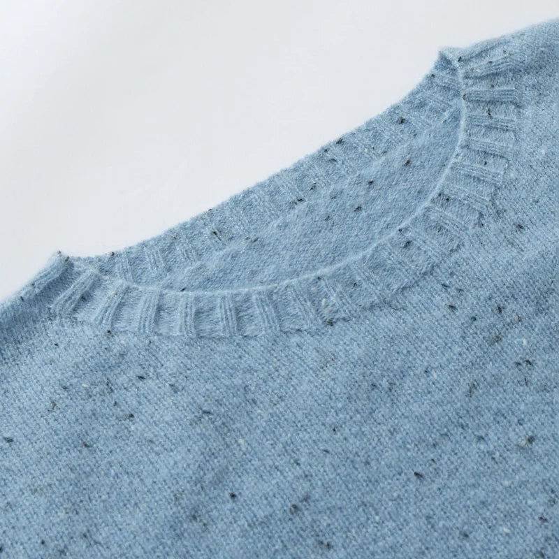 Unisex Langarm Pullover mit Rundhals und Sprenkelmuster